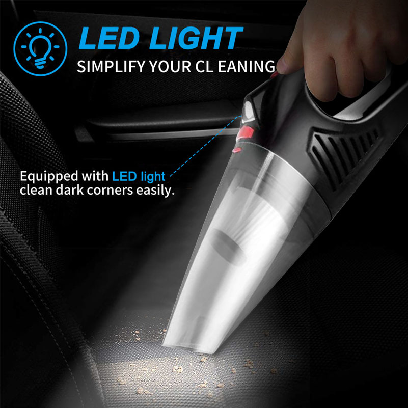 Cordless Handheld Vacuum Cleaner Rechargeable 8000Pa High Power Portable Car Vacuum Cleaner w/ LED Light for Home Office Car-grikey