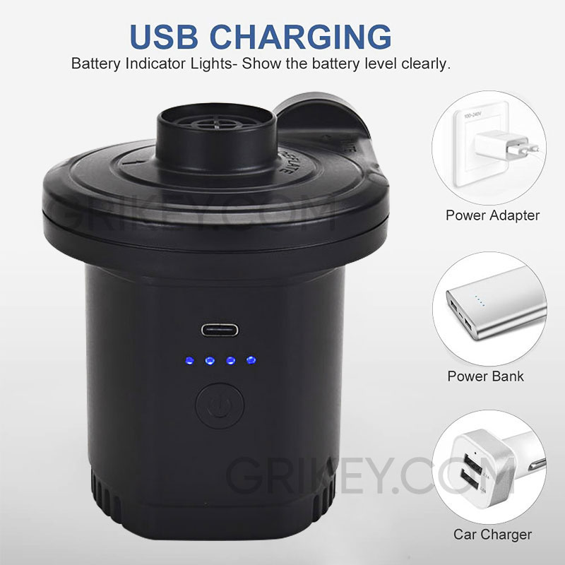 Rechargeable Electric Air Pump for Inflatables Portable Battery Air Pump for Air Mattress Bed Airbed Boat Pool Toys Floats-grikey