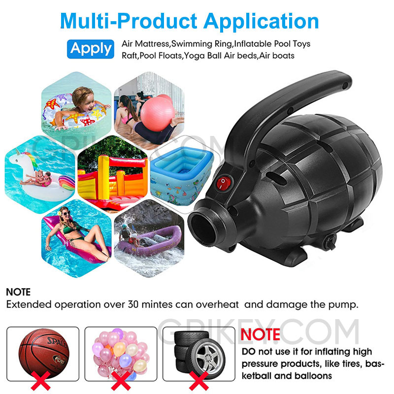 Electric Air Pump 600W Air Mattress Pump Inflator/Deflator for Outdoor Camping Inflatable Cushions Airbeds Boats Swimming Ring-grikey