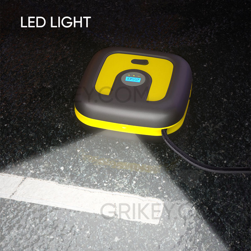 Tire Inflator Portable Air Compressor Air Pump 12V DC Auto Tire Pump w/ Digital Pressure Gauge LED Light for Car Bike Motorcycle Ball-grikey