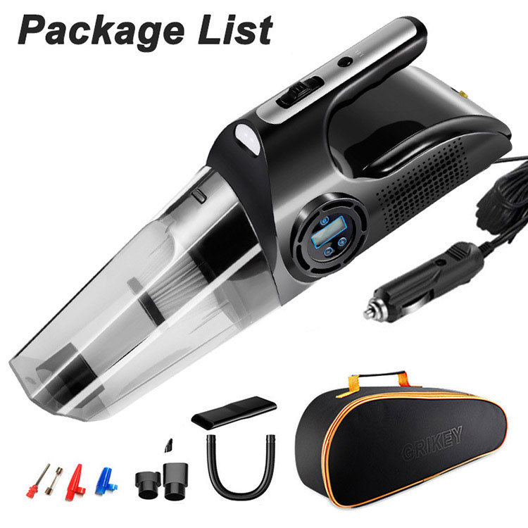 Car Vacuum Cleaner Tire Inflator Portable Air Compressor with Digital Tire Pressure Gauge LCD Display and LED Light-grikey