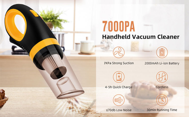 Handheld Vacuum Cordless Powered Battery Rechargeable Portable Powerful Cyclonic Suction Vacuums Cleaner for Home Office and Car-grikey