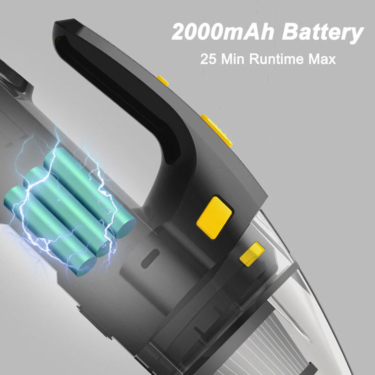 4 in 1 Portable Car Vacuum Cleaner with Air Compressor Pump DC 12V Tire Inflator High Power Handheld Car Vacuum w/ LED Light-grikey