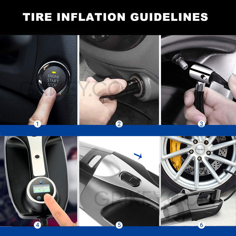 Car Vacuum Cleaner Tire Inflator 4-in-1 Portable Vacuum Cleaner with LCD Digital Display and LED Light 12V DC Handheld Cleaner-grikey