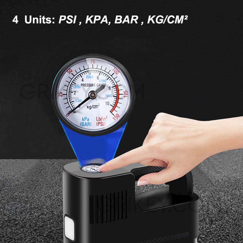 Cordless Portable Tire Inflator Air Compressor for Car Tires with Pressure Gauge Emergency LED Light Air Pump Car Tyre Inflato-grikey
