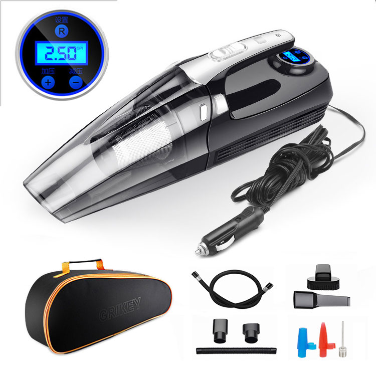 Handheld Vacuums Multifunction Car Vacuum Cleaner with Tire Pressure Gauge and Car Inflator 120W Powerful Suction Wet and Dry-grikey