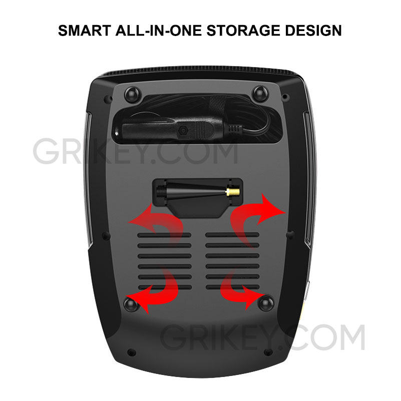 Air Compressor Tire Inflator DC 12V Portable Auto Tire Pump Digital Pressure Gauge w/ LED Light Air Pump for Car Tires Bicycles -grikey
