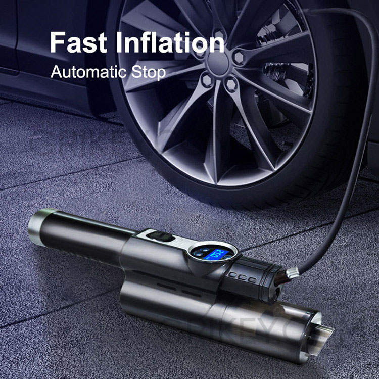 4-in-1 Car Vacuum Cleaner Tire Inflator Portable Air Compressor with Digital Tire Pressure Gauge LCD Display and LED Light 12V-grikey