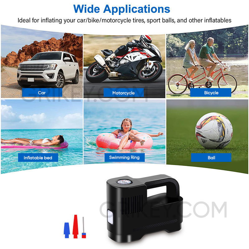 Tire Inflator Air Compressor with Pressure Gauge LED Light 12V DC Portable Electric Air Pump 150PSI Tyre Inflator for Car Tires-grikey