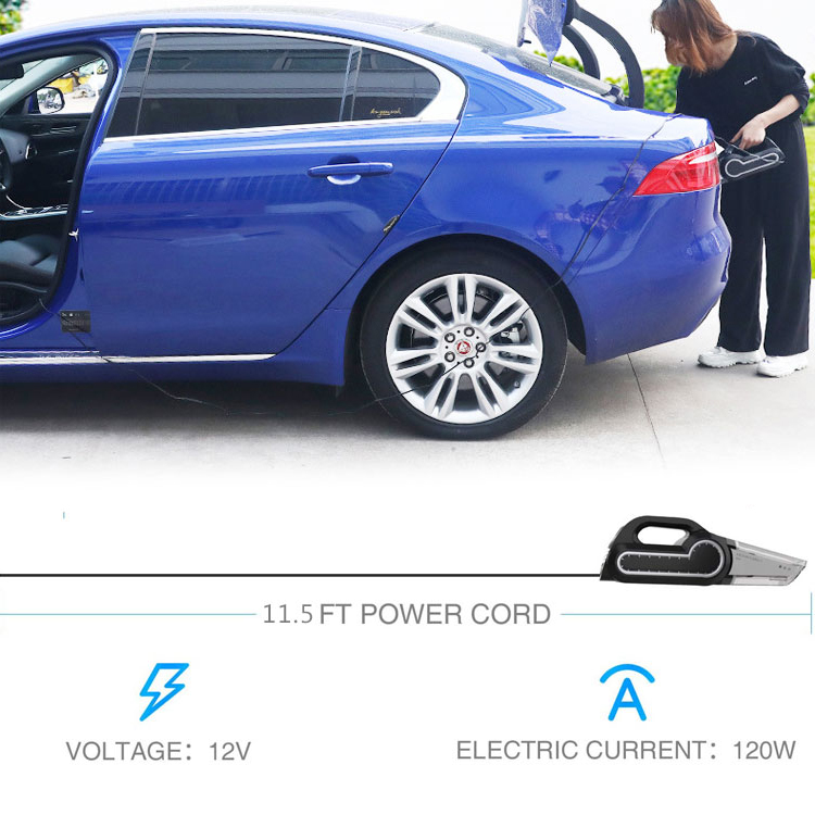 Car Vacuum Cleaner with Searchlight, Tire Pressure Gauge and Car Inflator, 120W Powerful Suction for Wet and Dry Amphibious-grikey