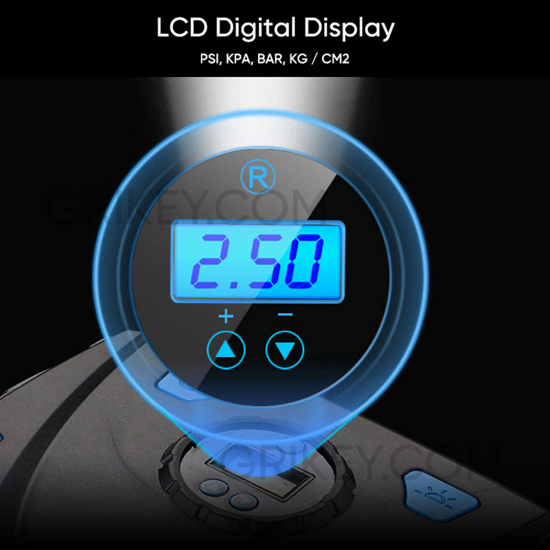 Tire Inflator Portable Air Compressor Air Pump w/ Digital Pressure Gauge LED Light DC 12V, 150PSI Tire Pump for Car Tires Bicycles Balls-grikey