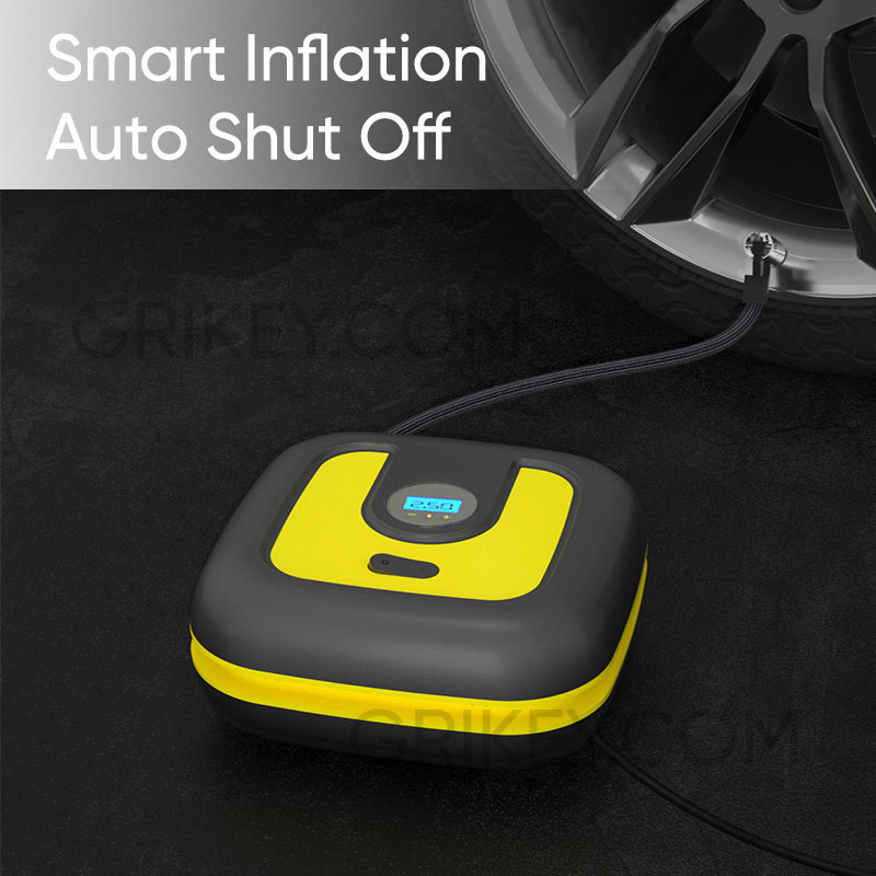 Tire Inflator Portable Air Compressor Air Pump 12V DC Auto Tire Pump w/ Digital Pressure Gauge LED Light for Car Bike Motorcycle Ball-grikey