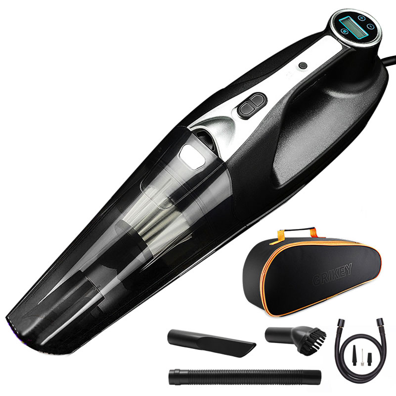 Car Vacuum Cleaner Tire Inflator 4-in-1 Portable Vacuum Cleaner with LCD Digital Display and LED Light 12V DC Handheld Cleaner