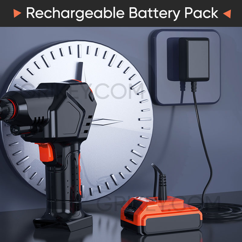 Cordless Tire Inflator Air Compressor Rechargeable Battery Powered Portable Air Pump Digital Pressure Gauge for Cars Motorcycles-grikey