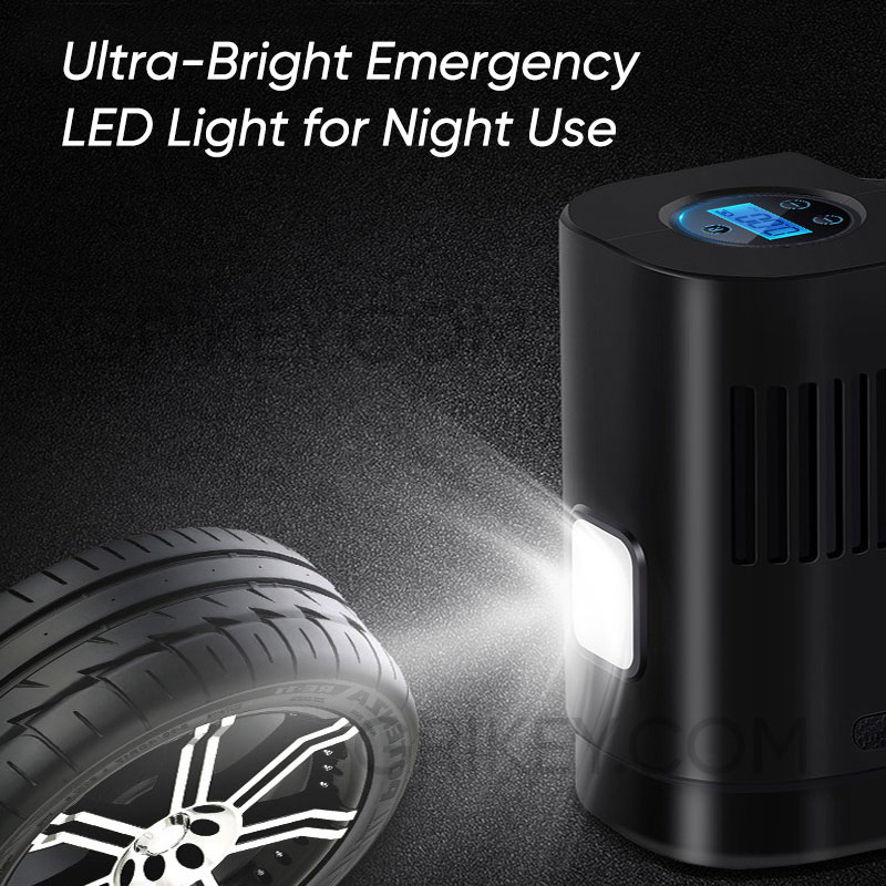Air Compressor Tire Inflator Portable Air Pump for Car Tires 12V DC Auto Tire Pump with Digital Pressure Gauge Emergency LED Light for Car, Bicycle and Other Inflatables-grikey