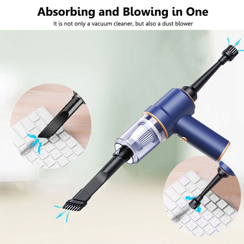 2 in 1 Wireless Vacuum Cleaner For Car Air Duster Mini USB Vacuum Cleaner Wireless Dust Blower For Vehicle Desk Laptop-grikey