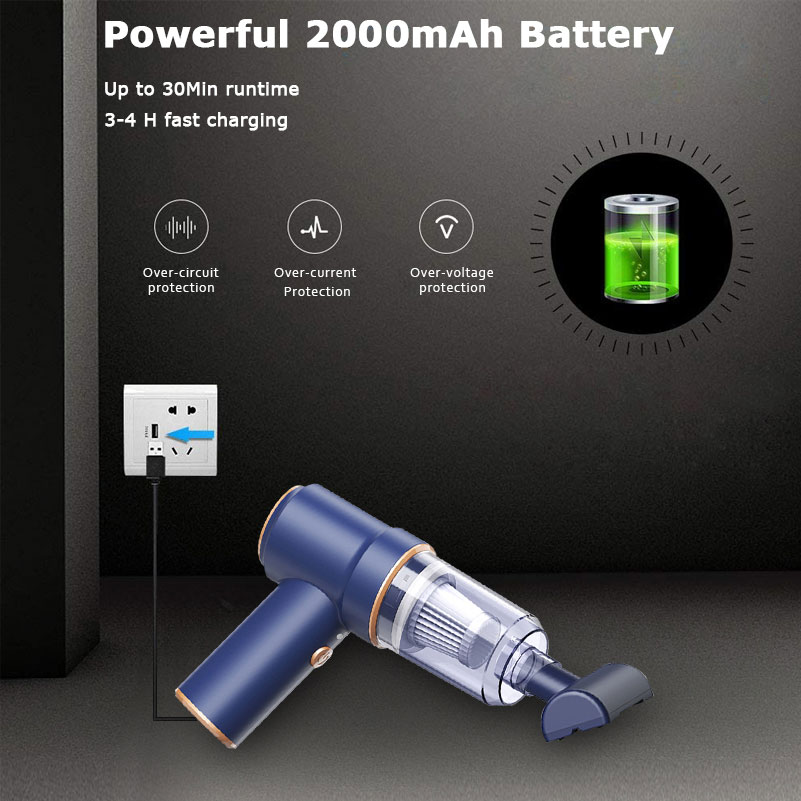 2 in 1 Wireless Vacuum Cleaner For Car Air Duster Mini USB Vacuum Cleaner Wireless Dust Blower For Vehicle Desk Laptop-grikey