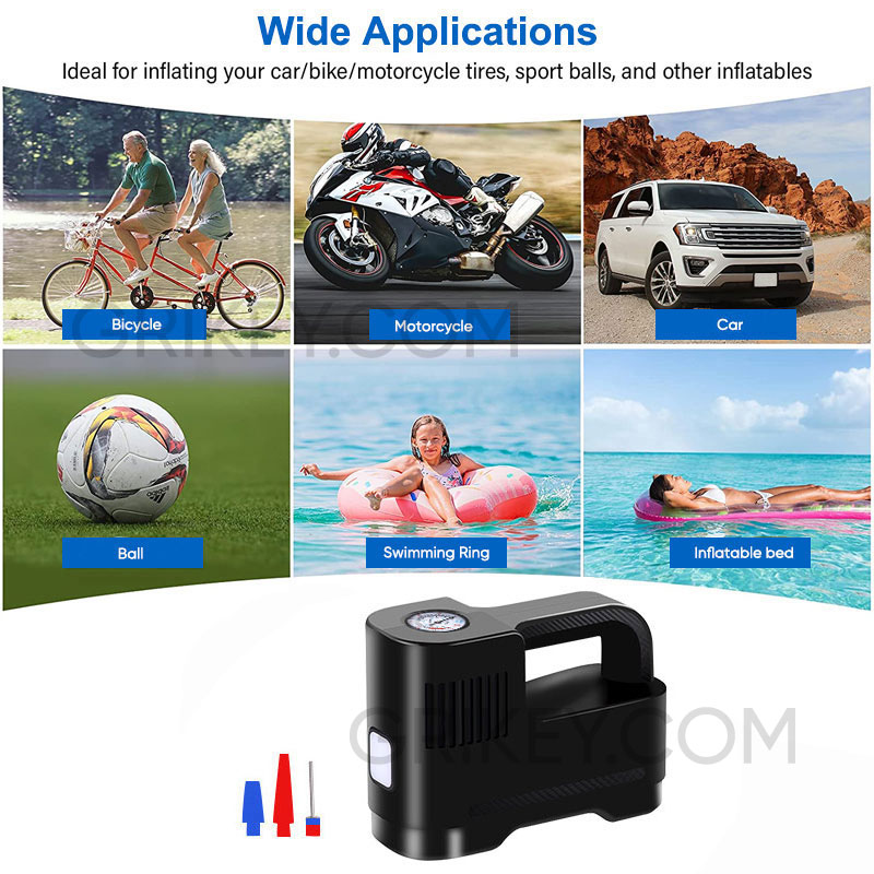 Cordless Portable Tire Inflator Air Compressor for Car Tires with Pressure Gauge Emergency LED Light Air Pump Car Tyre Inflato-grikey