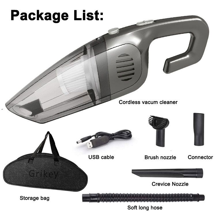 Cordless Portable Car Vacuum Cleaner 7Kpa Powerful Suction Wireless Vacuum for Home Car Cleaning-grikey