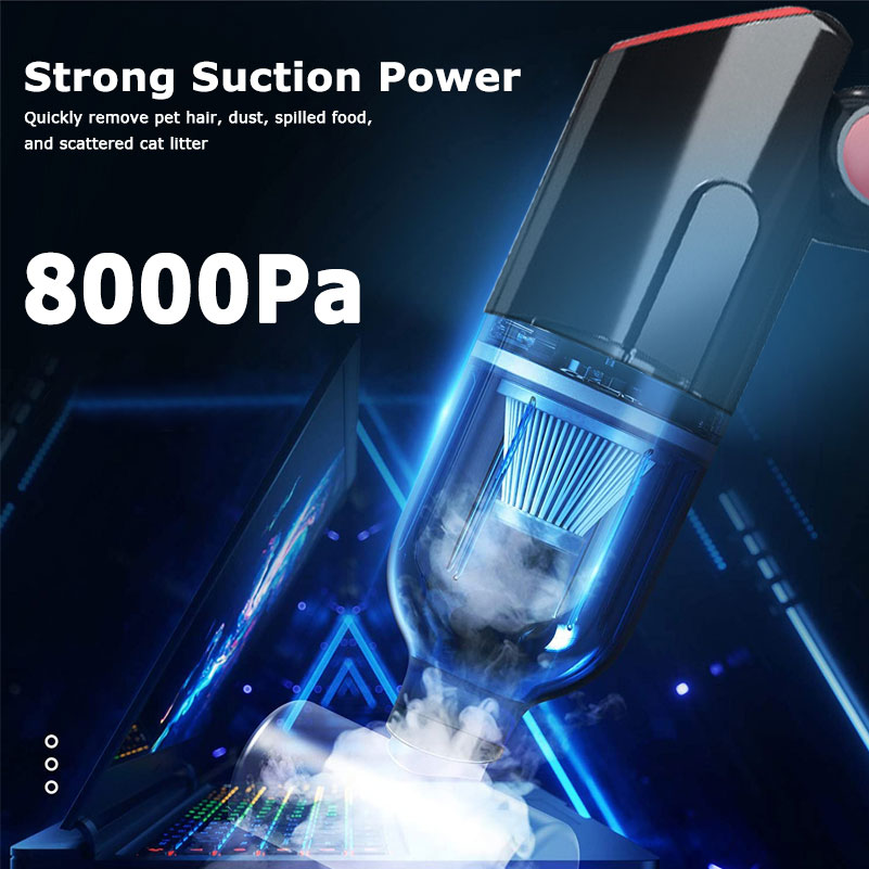 Handheld Vacuum Cleaner Cordless 8000PA Suction Hand Vacuum Cordless for Home Car Cleaning Mini Portable Car Vacuum USB Charging-grikey