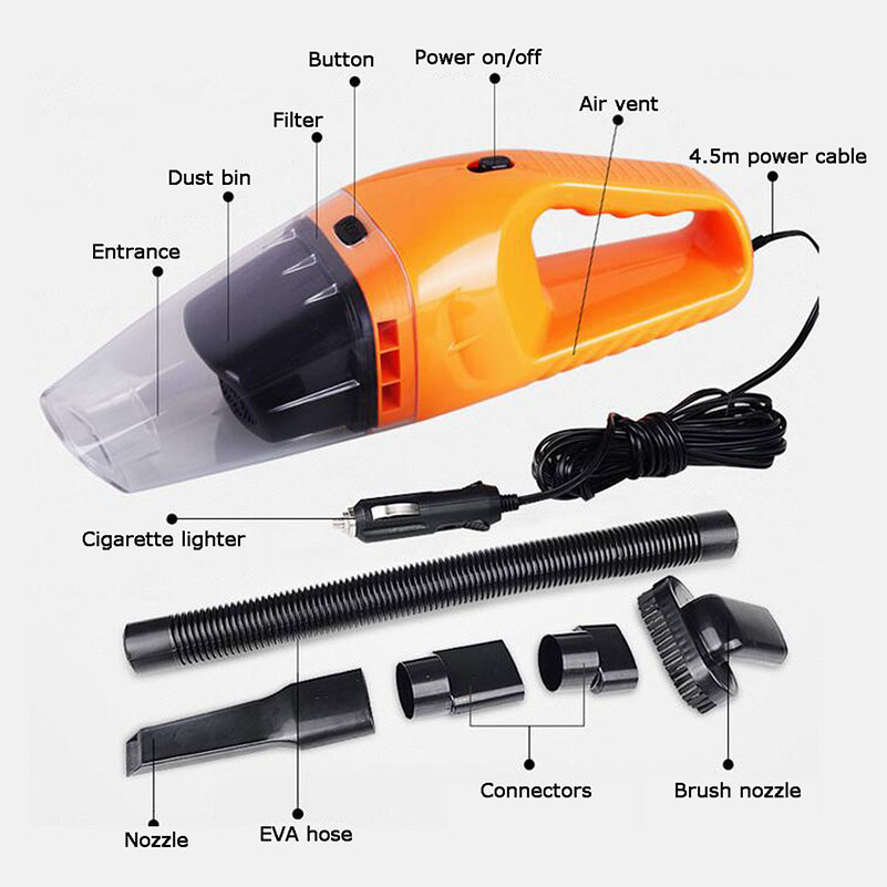 Car Vacuum Cleaner 120W Wet Dry Dual-Use Super Suction Car Use Portable Dust Hand Vacuum Cleaner 12 Volt -grikey