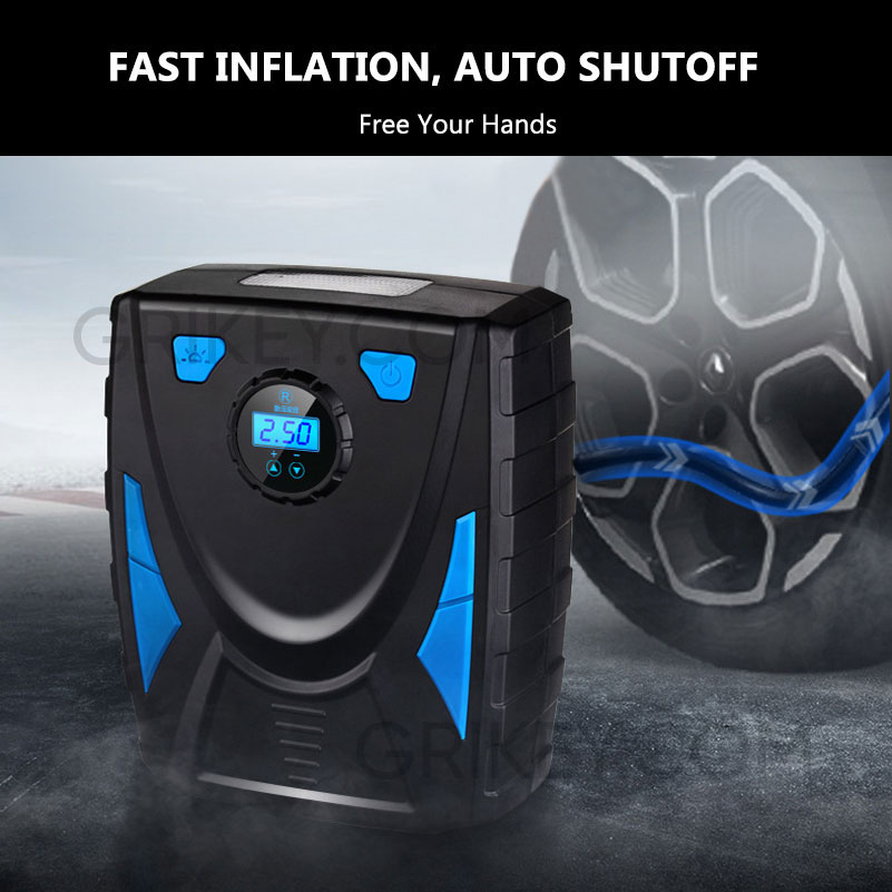 Tire Inflator Portable Air Compressor Air Pump w/ Digital Pressure Gauge LED Light DC 12V, 150PSI Tire Pump for Car Tires Bicycles Balls-grikey