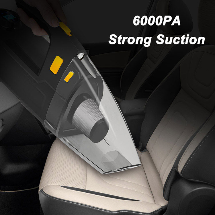 4 in 1 Portable Car Vacuum Cleaner with Air Compressor Pump DC 12V Tire Inflator High Power Handheld Car Vacuum w/ LED Light-grikey