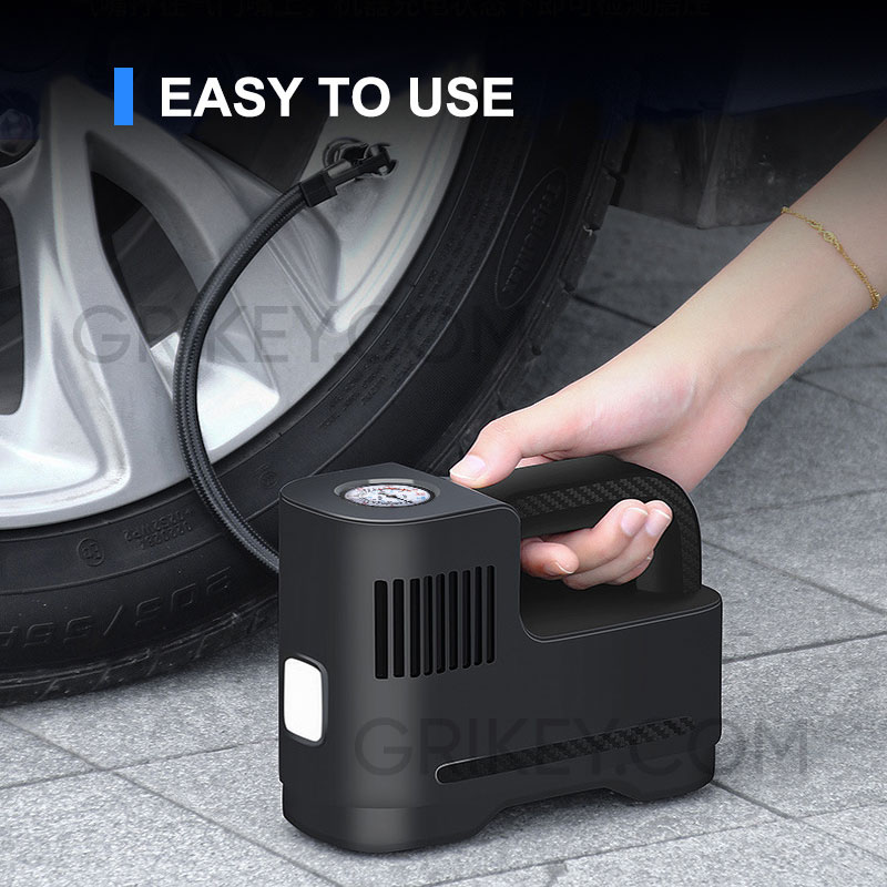 Cordless Portable Tire Inflator Air Compressor for Car Tires with Pressure Gauge Emergency LED Light Air Pump Car Tyre Inflato-grikey