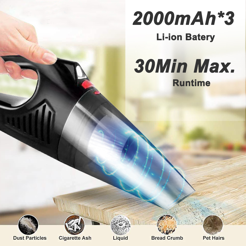 Handheld Vacuum Cleaner Cordless Rechargeable 10000Pa Strong Suction Portable Car Vacuum Cleaner w/ LED Light for Auto Office-grikey