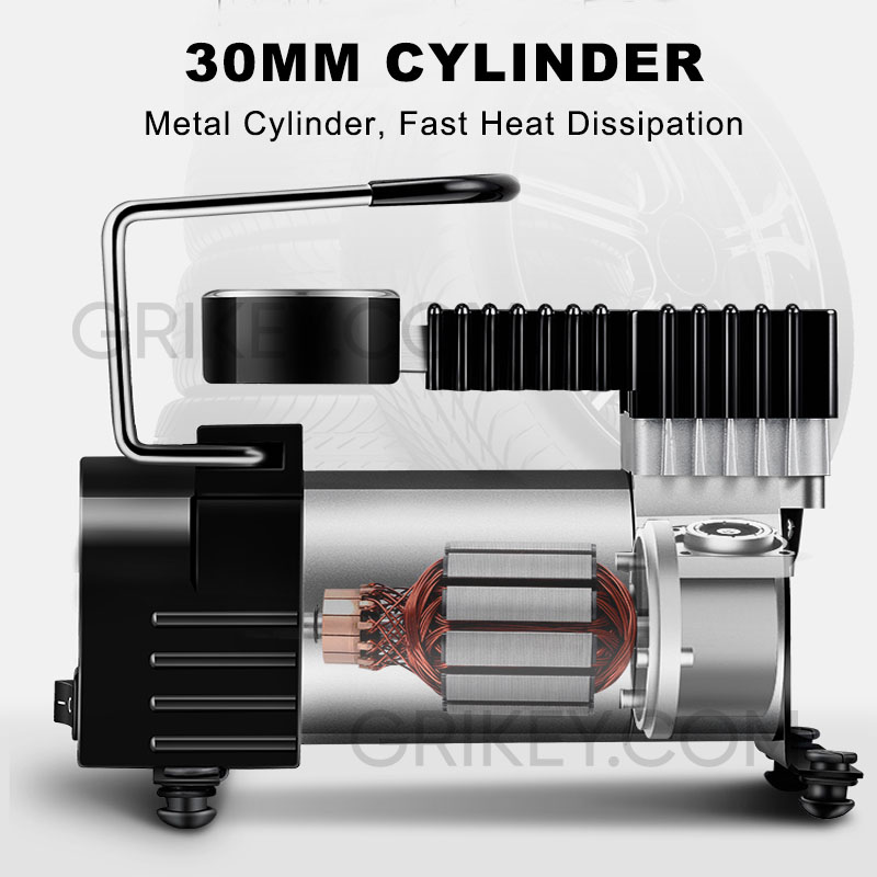 Air Compressor Tire Inflator Portable DC 12V 150PSI Auto Air Pump with Pressure Gauge for Car Tires Bicycle and Other Inflatables-grikey