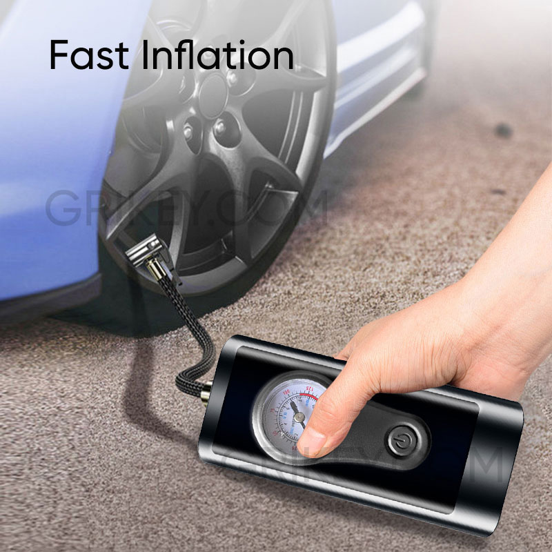 Tire Inflator Portable Air Compressor 12V Mini Electric Auto Tire Pump with Pressure Gauge LED Light for Car Tires Bicycle Ball-grikey