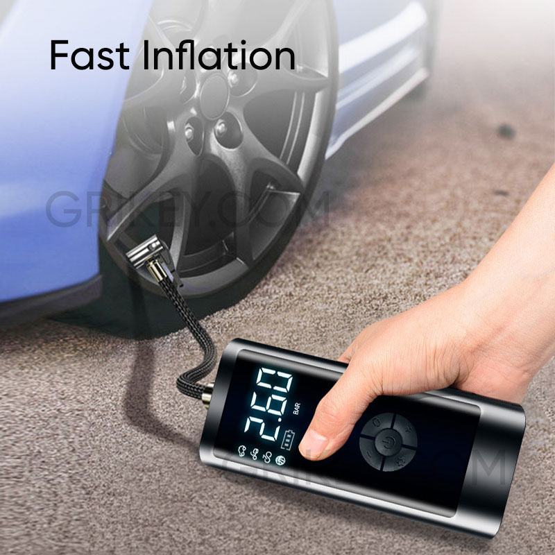 Tire Inflator Portable Air Compressor Pump 12V Mini Electric Tire Pump with Digital Pressure Gauge LED Light for Car Tires Bicycles Motorcycles Balls-grikey