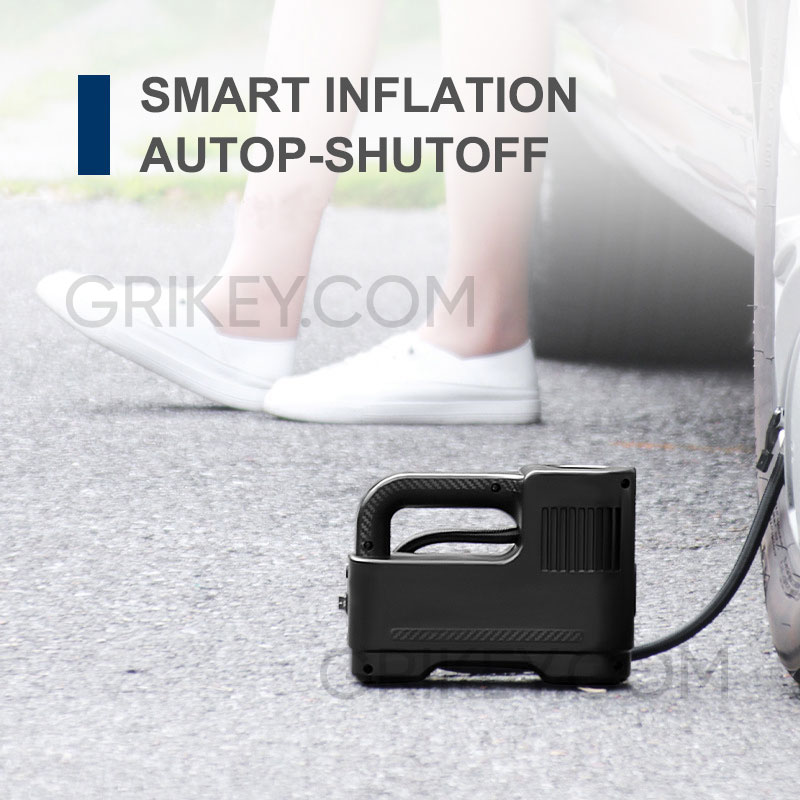 Air Compressor Tire Inflator Portable Air Pump for Car Tires 12V DC Auto Tire Pump with Digital Pressure Gauge Emergency LED Light for Car, Bicycle and Other Inflatables-grikey