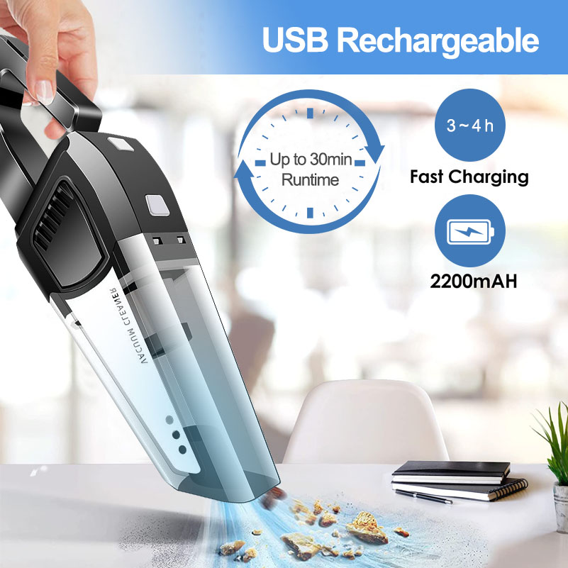 Cordless Handheld Vacuum Cleaner Portable Rechargeable High Power Auto Vaccum Cleaner for Car Home Office Sofa Desk-grikey