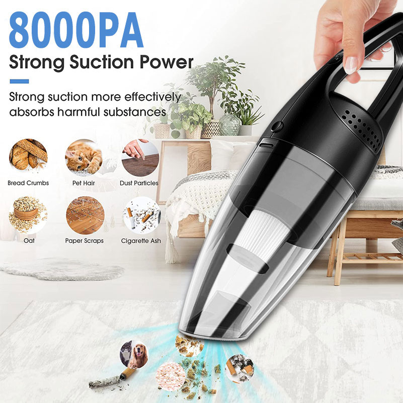 Handheld Vacuum Cordless 8000Pa Strong Cyclonic Suction Wireless Car Vacuum Cleaner Portable Dust Buster Wet Dry for Home Office-grikey