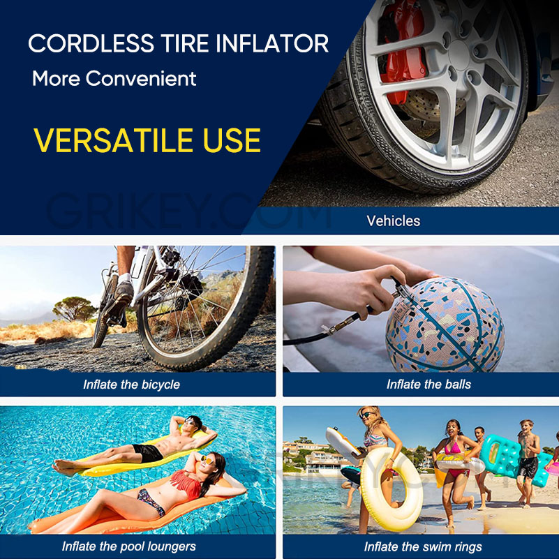 Tire Inflator Portable Air Compressor Cordless Digital Electric Tire Pump Fast Inflation Smart Air Pump for Car Tires Bicycles Balls-grikey