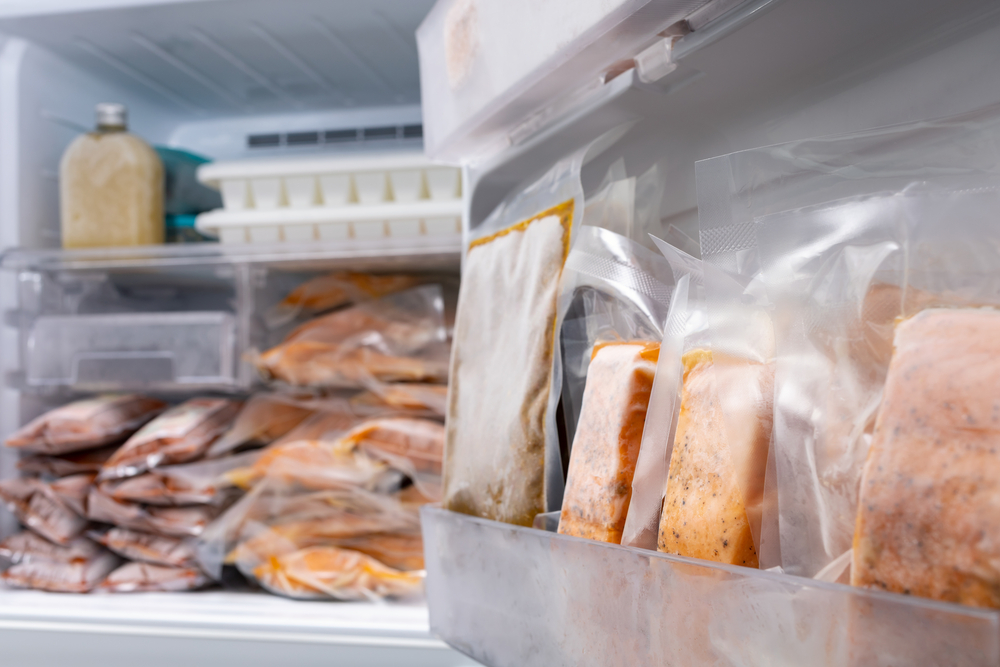 vac bags for food in a freezer
