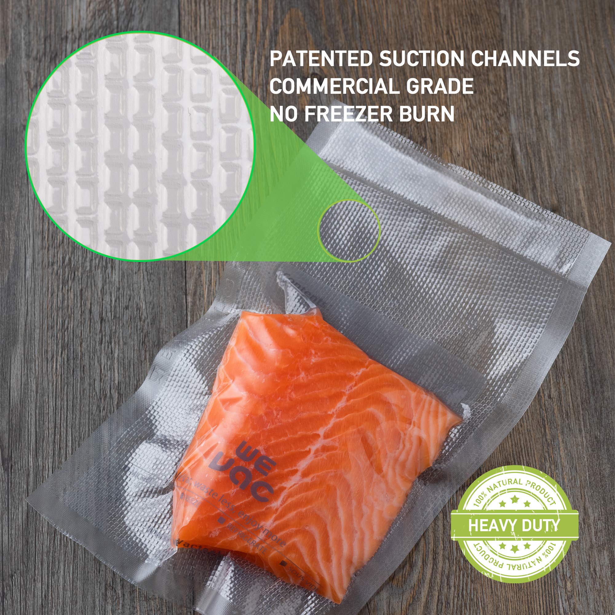 Pre-cut Embossed Vacuum Sealer Bags (100 Counts)-Wevac