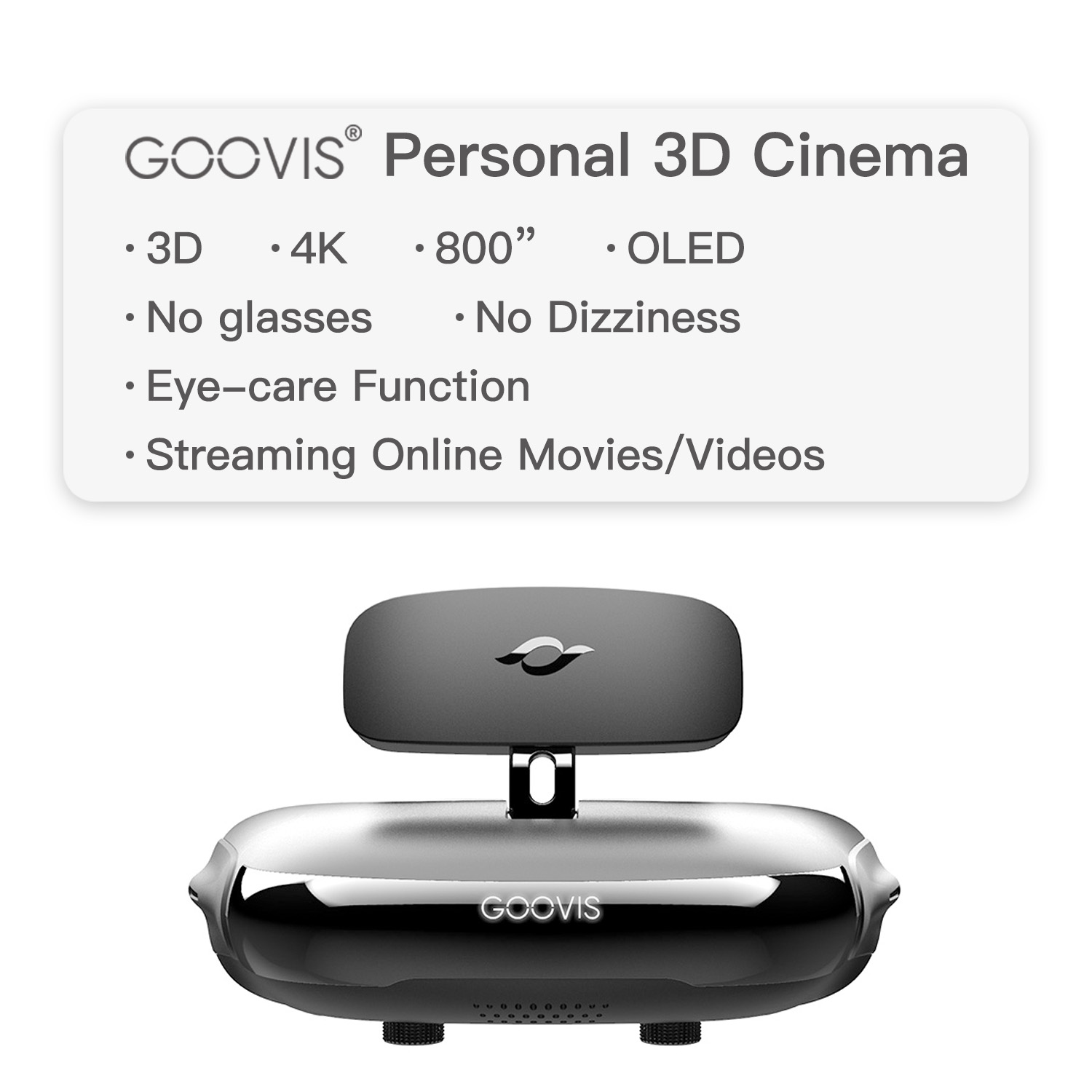  GOOVIS Pro AMOLED Display, Blu-Ray 2D / 3D Glasses HMD Support  4K Blue-ray 3D Movies,Netflix Prime Video Hulu Apple TV+  Video  Movies Compatible with PS5 and Gaming Consoles HDMI connectable 