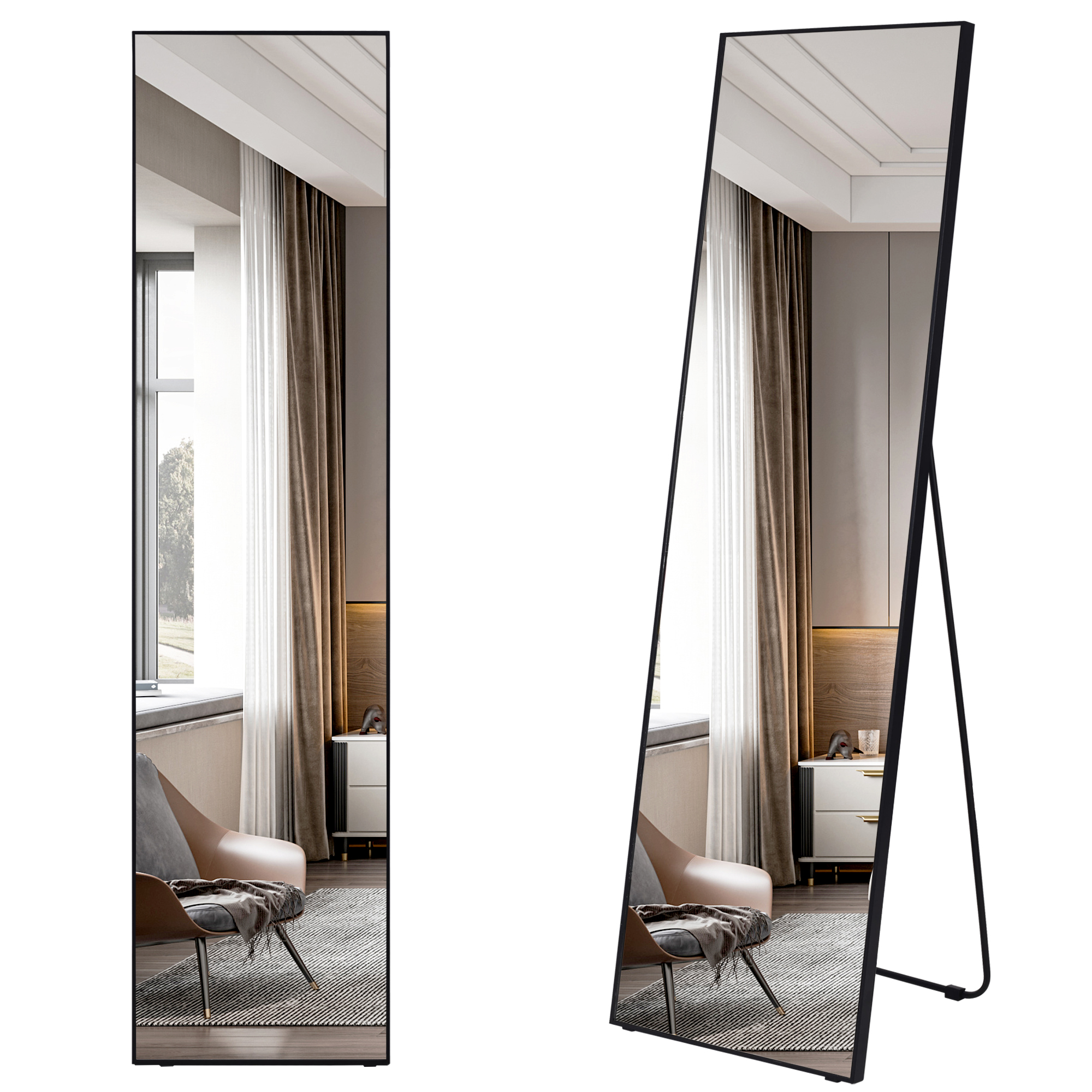LVSOMT Full Length Black Mirror for Living Room Bedroom, 63" x 16"