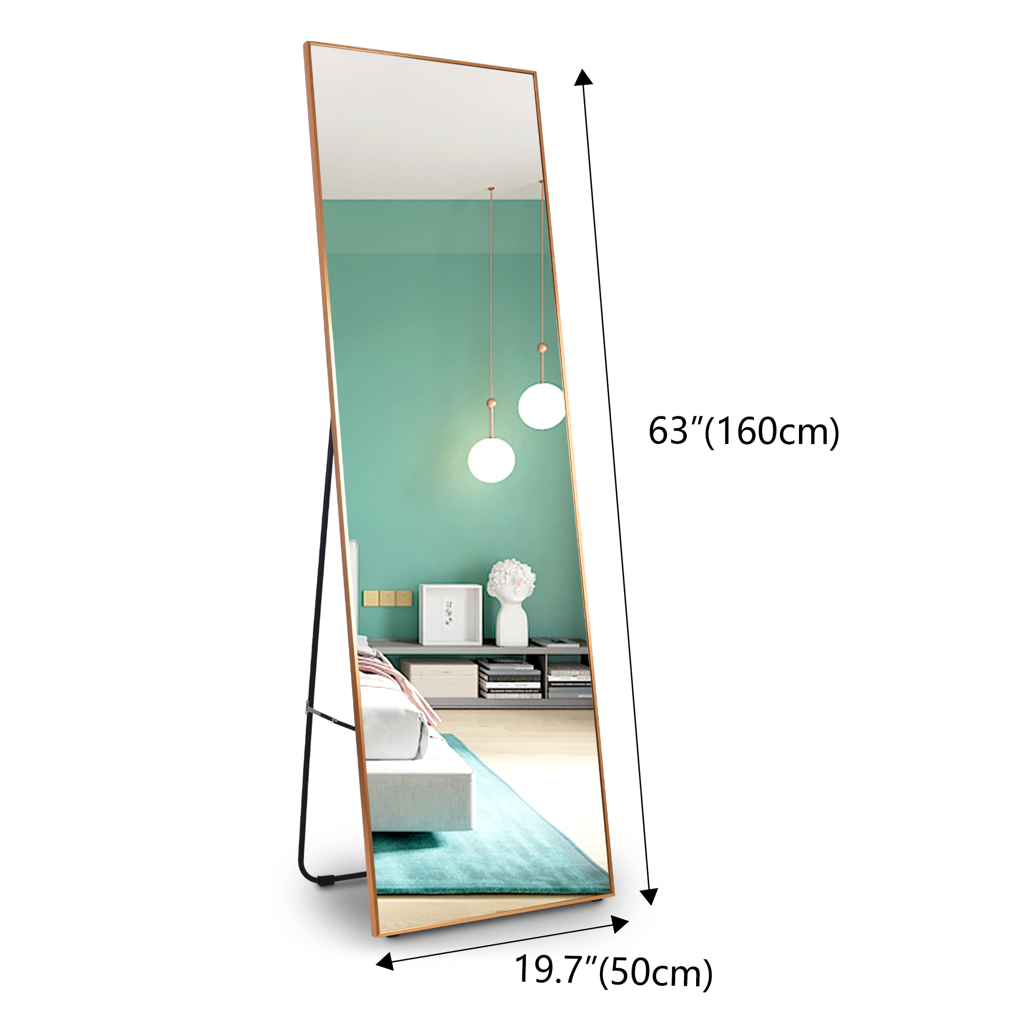 LVSOMT Full Length Black Mirror for Living Room Bedroom, 63" x 20"