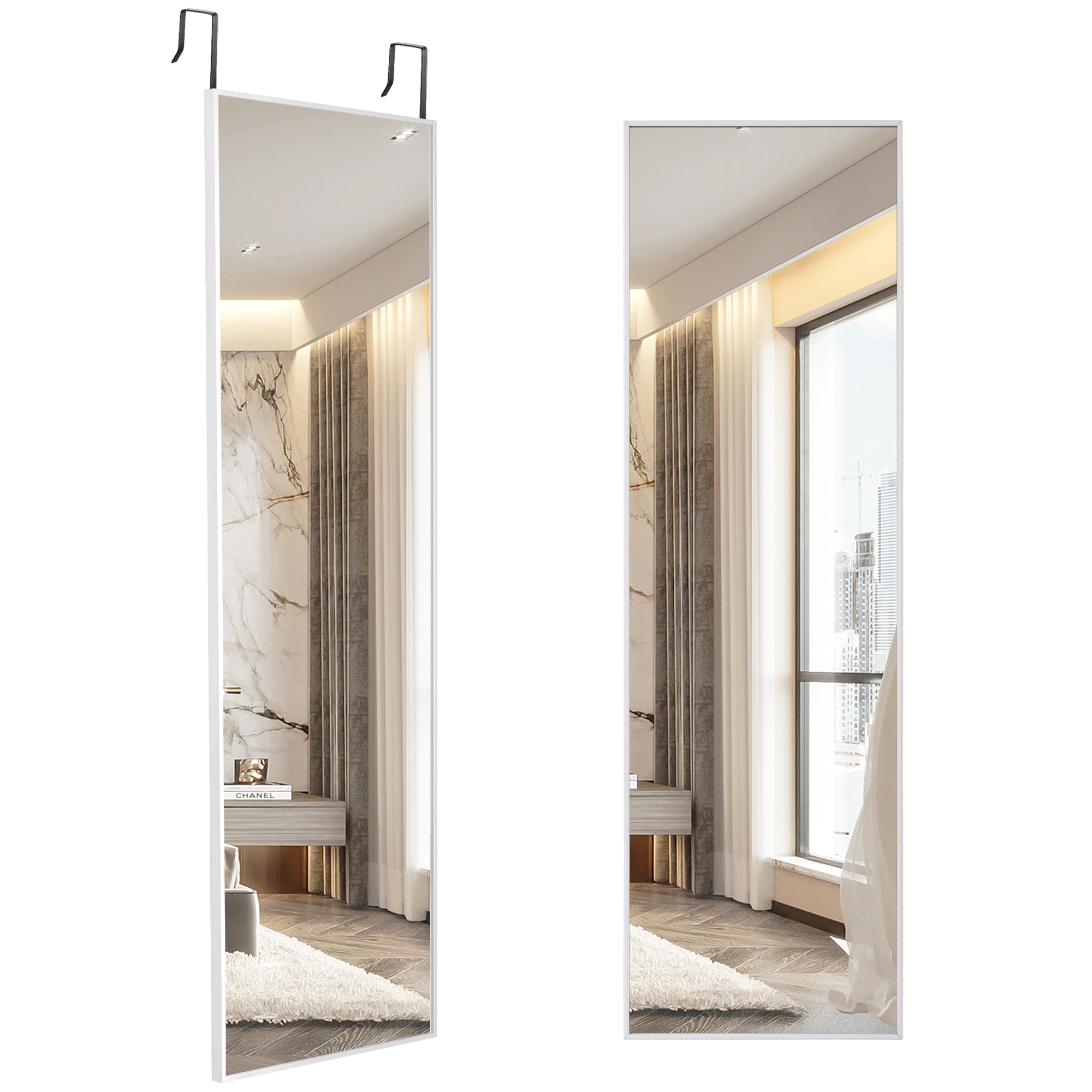 LVSOMT Full Length Wall Mirror for Living Room Bedroom, White 47" x 14"