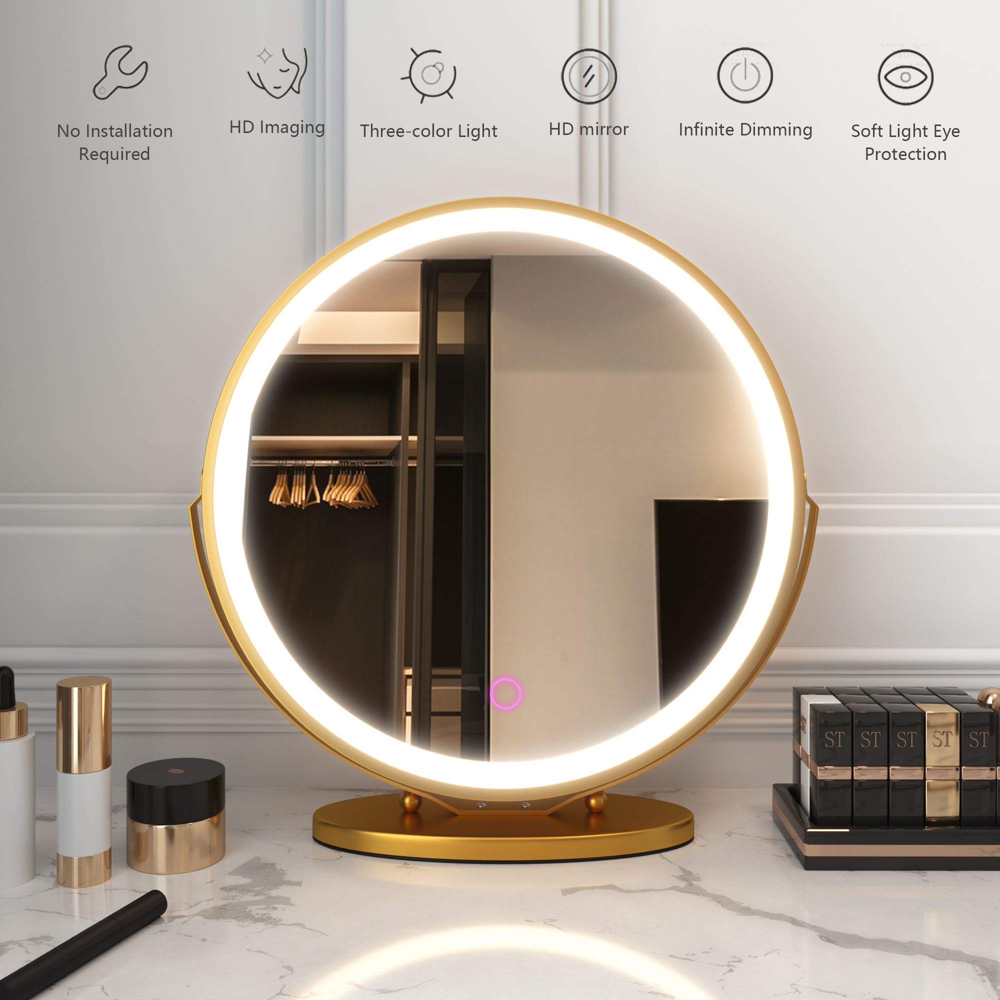 LVSOMT LED Vanity Makeup Mirror