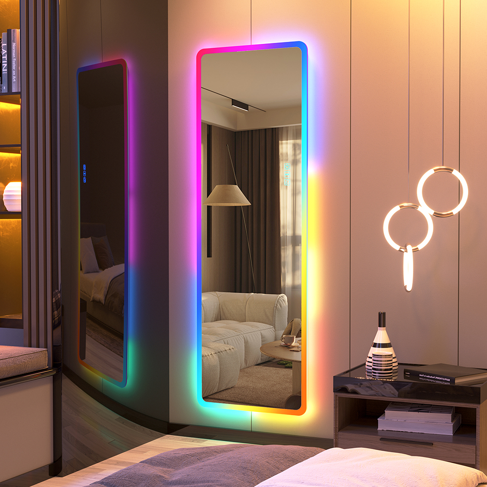 LVSOMT RGB Colorful Changing Lighted Full Body Wall Mirror