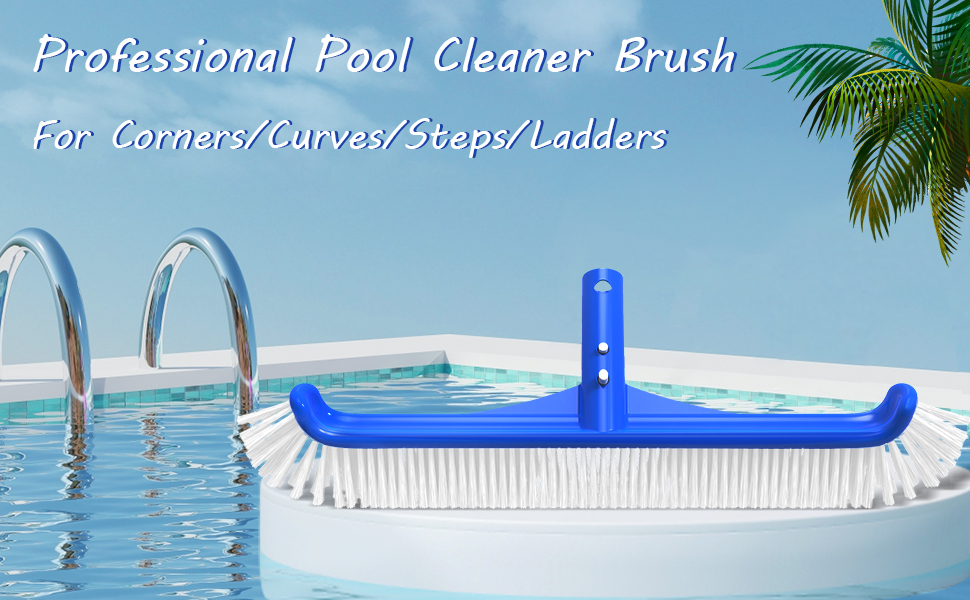 Pool Brush with Curved Brush, Pool Cleaning Brush for Pool Wall,Floor