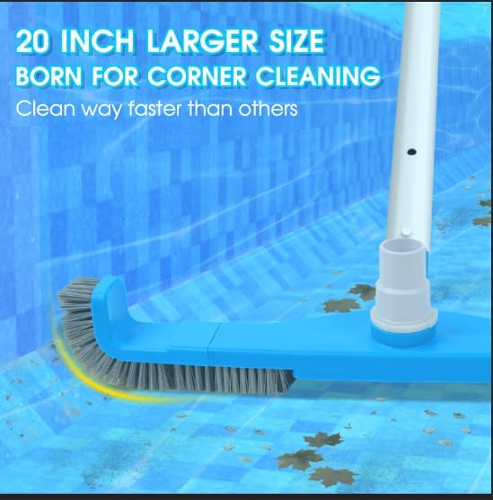 Heavy Duty 20'' 2 in 1 Pool Brush & Vacuum Head with Swivel Adapter, D