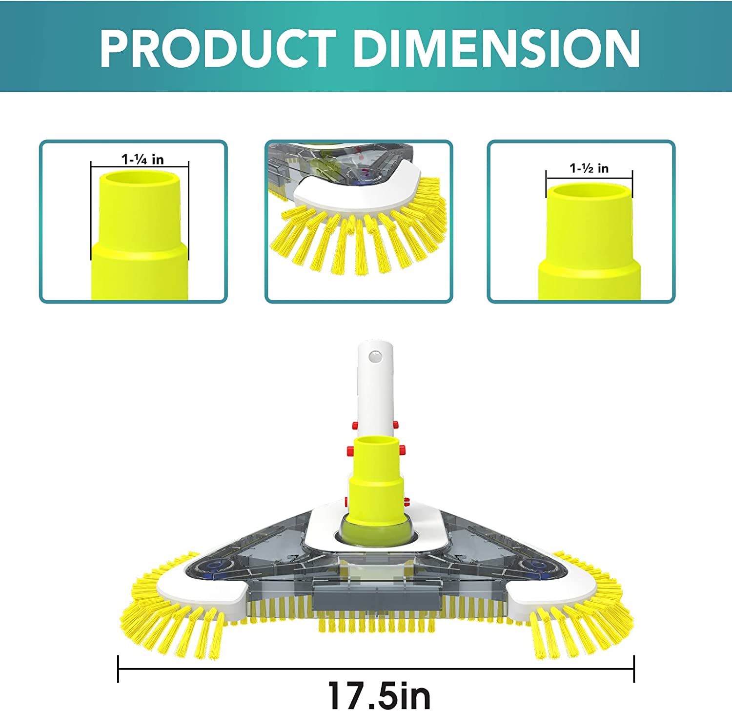 Pool Vacuum Head with Corner Bristles