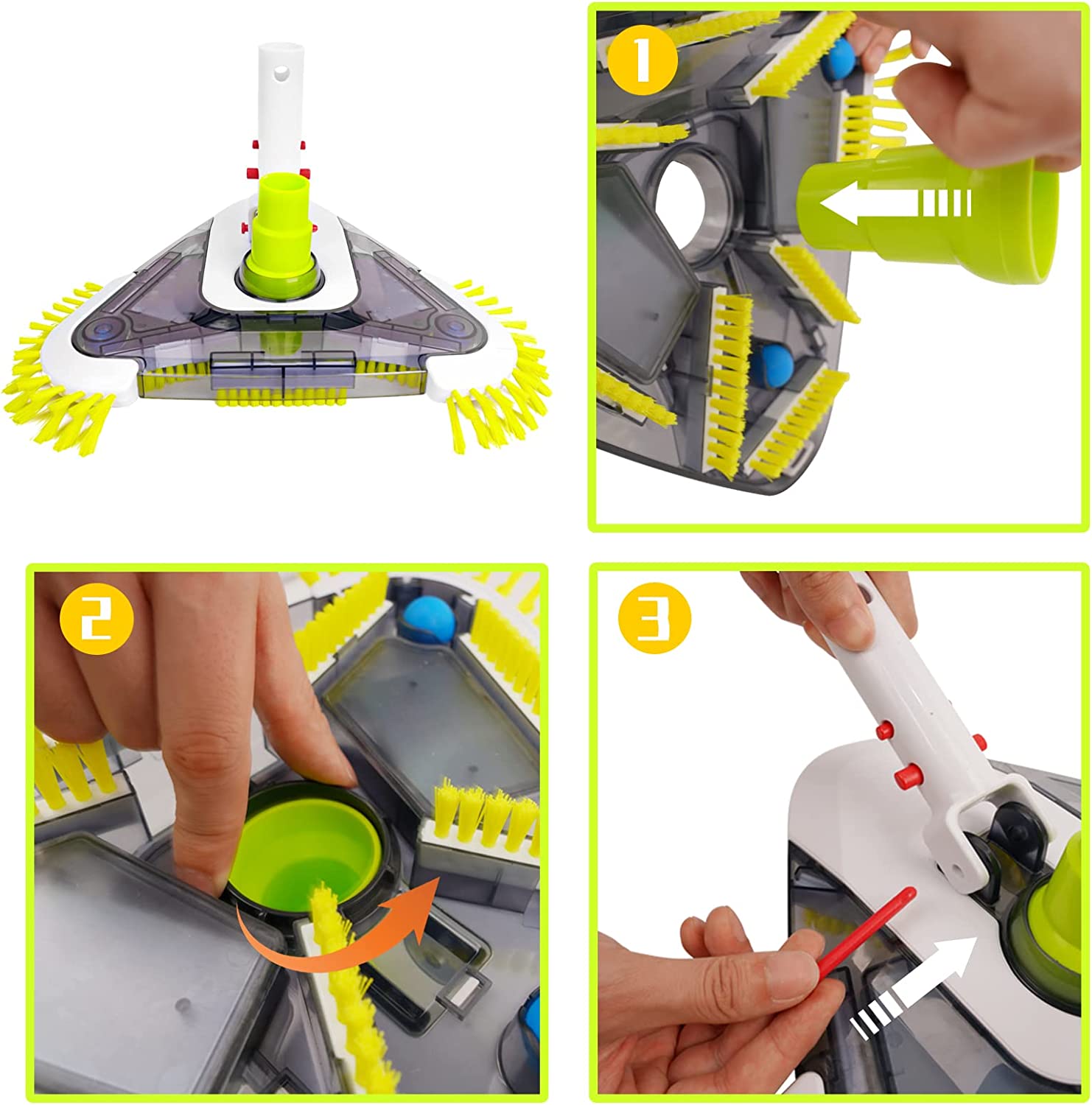 Pool Vacuum Head with Corner Bristles