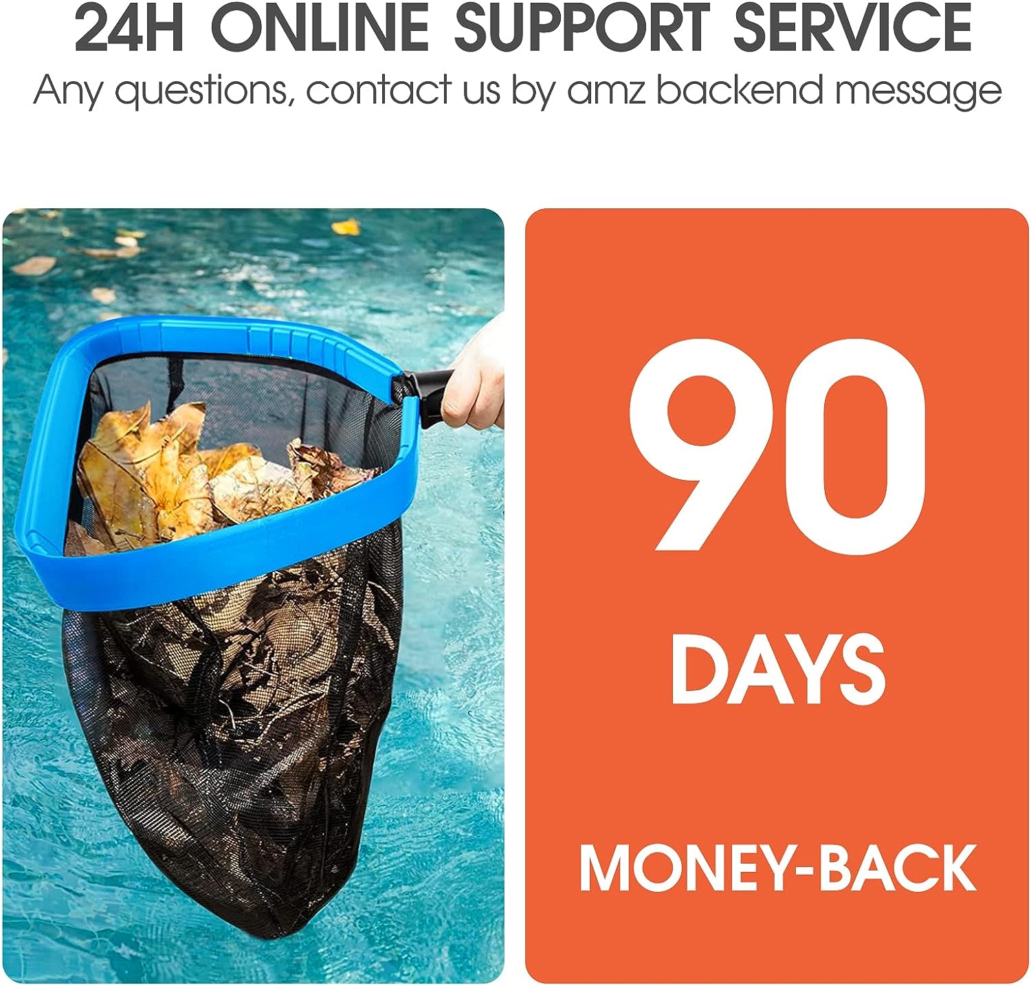 17.5'' Pool Net, Self-Repair Pool & Pond Cleaning Skimmer Net with Heavy Duty Nylon Net（No Pole）