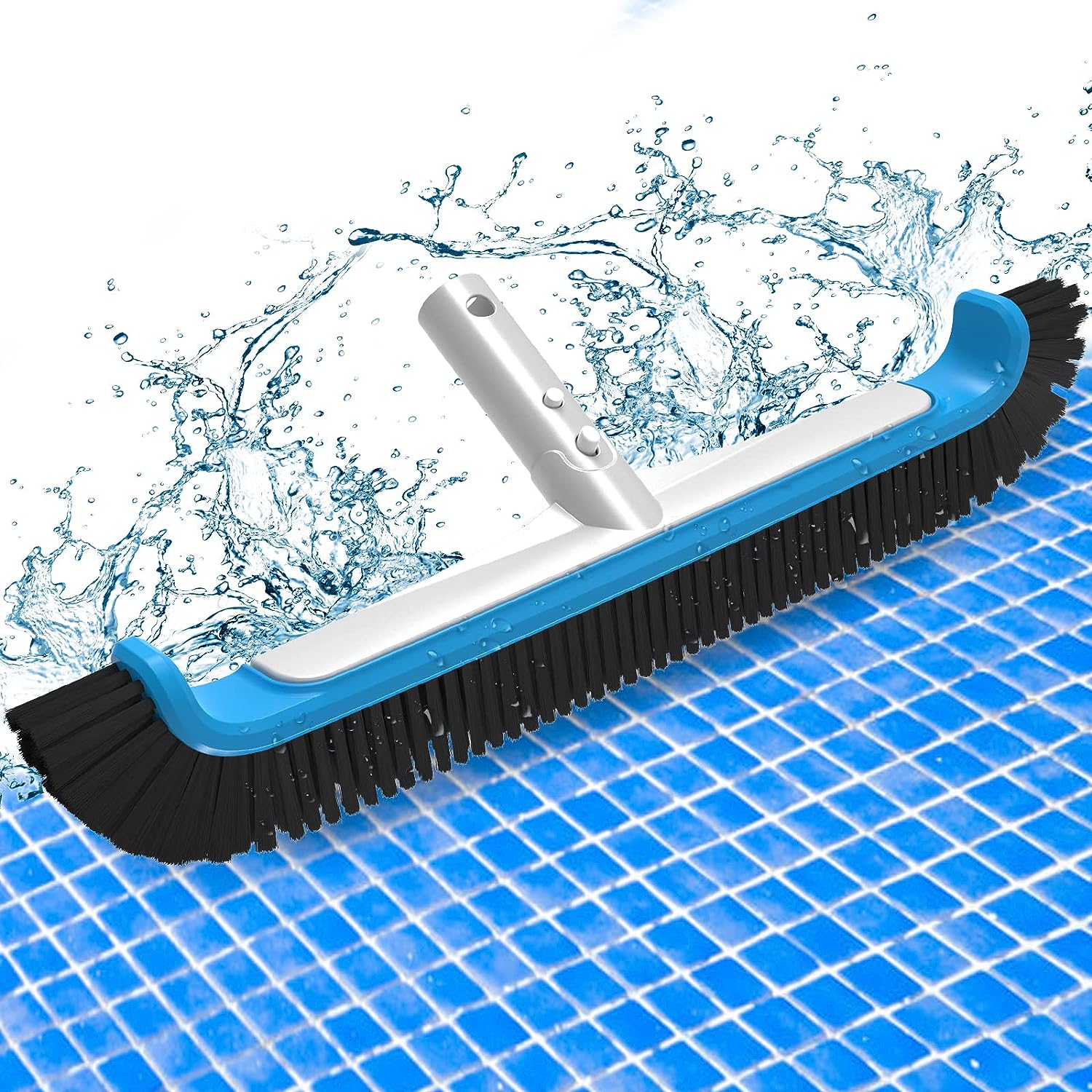 Pool Brush 17.5’’ Heavy Duty Swimming Pool Brushes for Cleaning Pool Walls & Tiles & Floors & Corners Scrub(No Pole)
